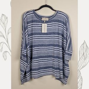 S Striped Tunic Top w/ batwing sleeves